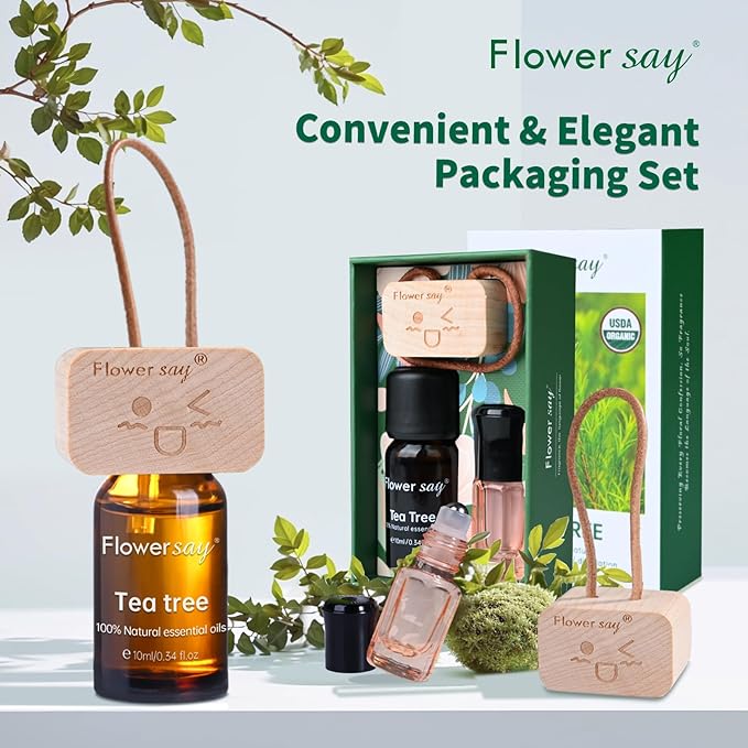 Flower Say USDA Organic Tea Tree Oil for Skin,Natural Australian Tea Tree Essential Oil for Toenail,Undiluted 100% Pure Tree Tea Oil for Scalp, Diffuser & Aromatherapy 10ml (0.34 Fl Oz)