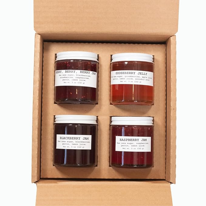 Four Pack Bramble Berry Collection of 5 oz jars of Artisanal Naturally Grown Jams & Jellies