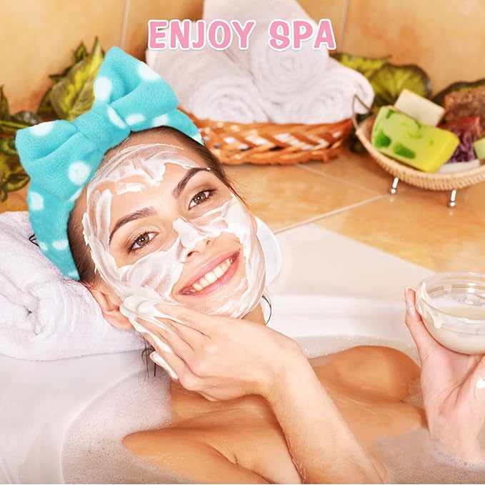 6 Pack Spa Headband for Women Skincare Makeup Headband Soft Coral Fleece Bow Hairband Party Favors Goody Bag Stuffers Christmas Stocking Stuffers for Woman Adult Teen Spa Gifts For Women Gifts Basket