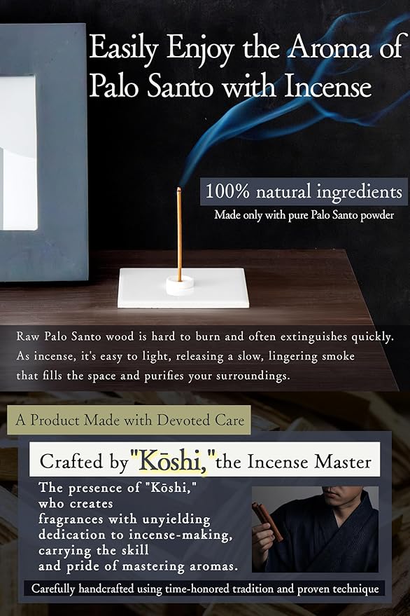 TOMORI Incense Sticks Palo Santo Approx 30pcs 100% Natural Wood Aroma Energy Cleansing No Synthetic Fragrance Yoga Meditation Stress Relief Japanese Incense