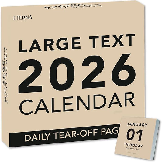 2026 Large Text Daily Calendar | Today Is Box Calendar with Big Dates For Easy Reading, Great for Home or Office, Calendar Gift For Her or Him. Hanging Wall Calendar for Work