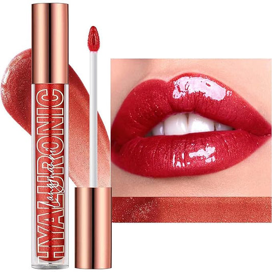 Cherry Red Lip Gloss Lipstick Lip Plumper Gloss Tinted Glitter Lipgloss Moisturizing Lip Balm Lip Oil High Shine And Vegan Plumping Lip Gloss For Women Girls Long-Lasting Dry Lip Care (06#)
