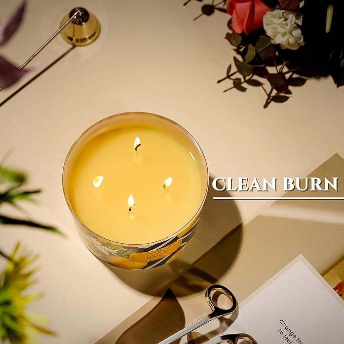 HomeLights Large jar Candle | 4-Wick Long-Lasting Scented Candles, 18oz Natural Soy Wax Candle for Home Scented, Eclectic Mixed Styles Gifts for Women & Men, Amalfi Lemon