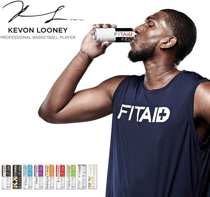 FITAID RX ZERO Recovery Blend, 5 Calories, Keto-Friendly, Paleo, Vegan, Number 1 Post-Workout Recovery Drink, Creatine, BCAAs, Glucosamine, 12-oz. Cans (Pack of 4)
