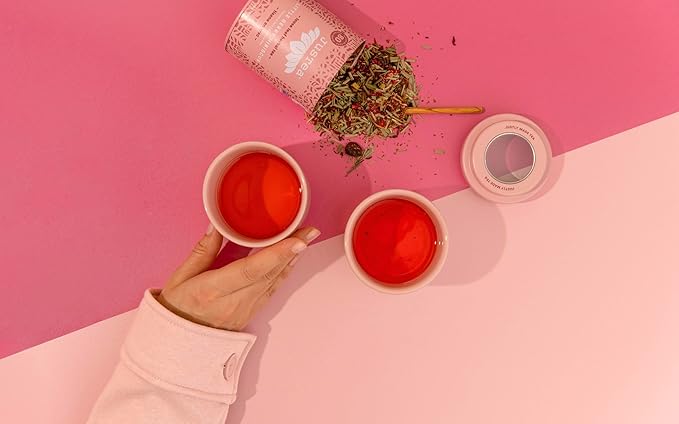 JusTea LITTLE BERRY HIBISCUS | Loose Leaf Herbal Tea | Tin with Hand Carved Tea Spoon | 40+ Cups (3.2oz) | Caffeine Free | Award-Winning | Fair Trade | Non-GMO