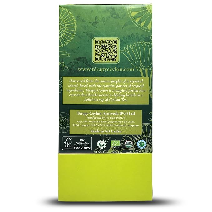 Térapy Ceylon CHAMOMILE TEA | USDA Organic Herbal Tea Bags | 100% Natural Ayurvedic Ingredients including Organic Chamomile, Ashwagandha, Cinnamon & Licorice| 20 Individually Wrapped Tea Bags