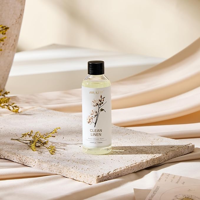 Airkeep Reed Diffuser Oil Refill/Clean Linen/3.38oz（100ml/1 Pack/Scented Oil Refill for Reed Diffuser Home Fragrance for Bedroom, Bathroom Office Home Decor