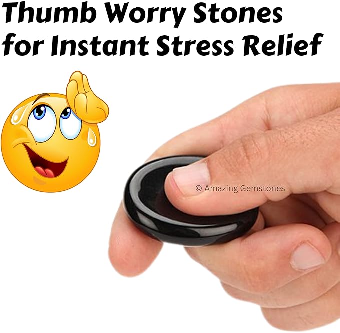 Amazing Gemstone Pack of 11 Worry Stones Bulk Set - Premium Wholesale Bulk Crystals Healing Stones for Anxiety, Stress, Calm Stripe Meditation