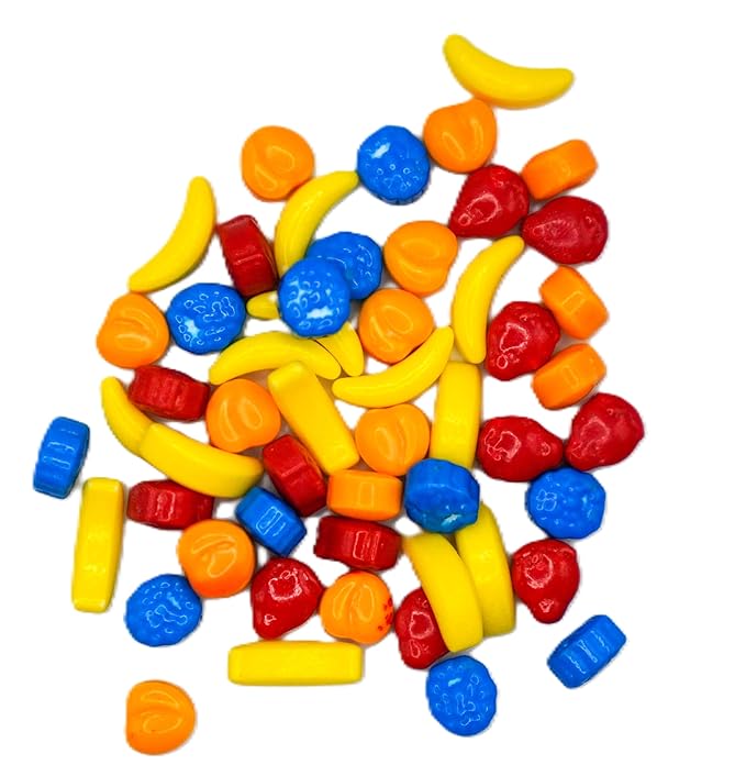 Fruit Shaped Candy - 2 lbs of Fresh Hard Sweet Banana Strawberry Peach Blueberry Vending Machine Candy