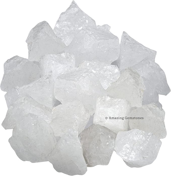 Amazing Gemstone Clear Quartz Raw Crystals and Healing Stones, Natural Rocks for Tumbling and DIY Raw Stones and Crystals (5 Pieces)