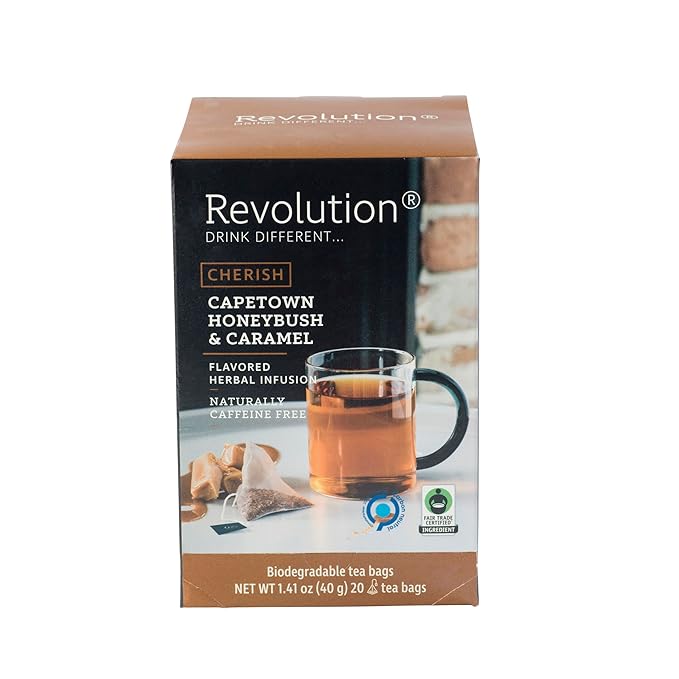 Revolution Tea CHERISCH Capetown Honeybush & Caramel Rooibos Tea - 20 Count, Sweet Rooibos Indulgence