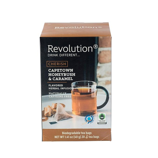Revolution Tea CHERISCH Capetown Honeybush & Caramel Rooibos Tea - 20 Count, Sweet Rooibos Indulgence