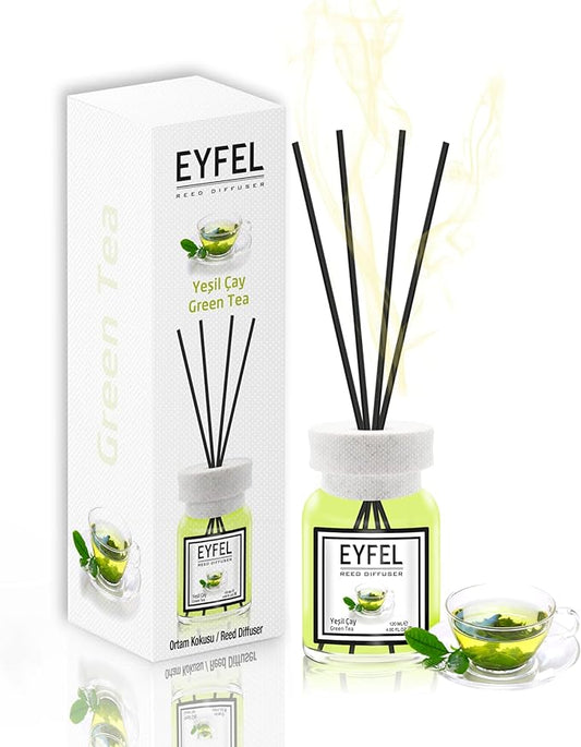 EYFEL Reed Diffusers for Home – Green Tea Reed Diffuser Set 4.05 fl oz Oil Diffuser Sticks, Bathroom Diffuser, Home Fragrances, Scented Sticks, Home Décor