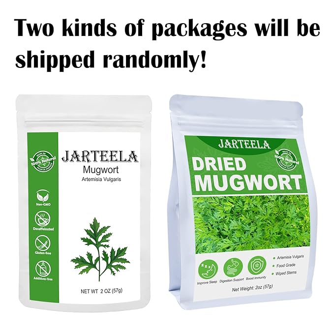 Jarteela - Premium Dried Mugwort Herbs - 2oz/57g - Natural Herbs Loose Leaf For Mugwort Tea - Non-GMO - Caffeine-free
