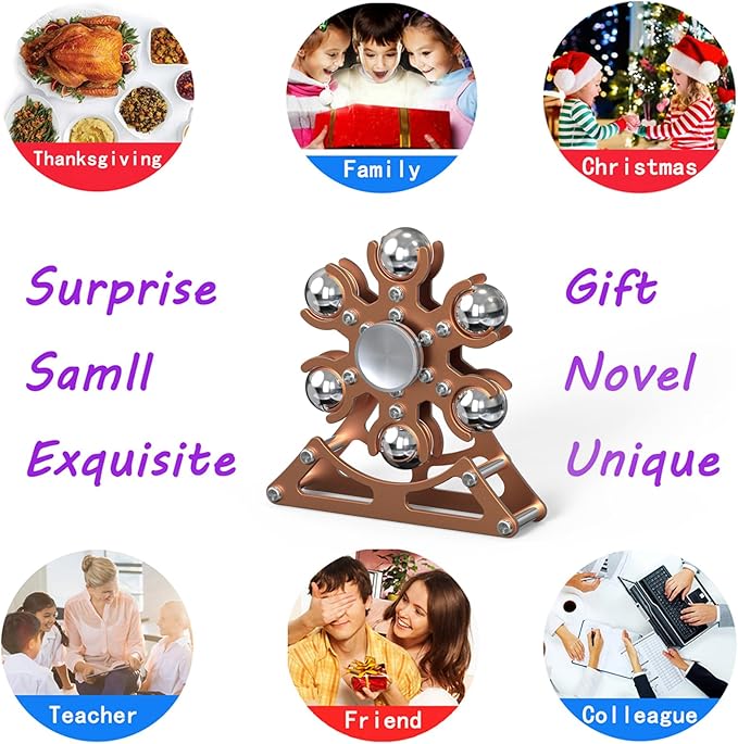 Desk-Fidget-Toys for Ferris-Wheels-Spinner: 4mins Kinetic-Metal-Spinner, Cool-Gadgets-Stuff for Kid Children Teen Adult EDC-Toy, ADHD Tools Stress Relief for Office Home School Men Woman Christmas