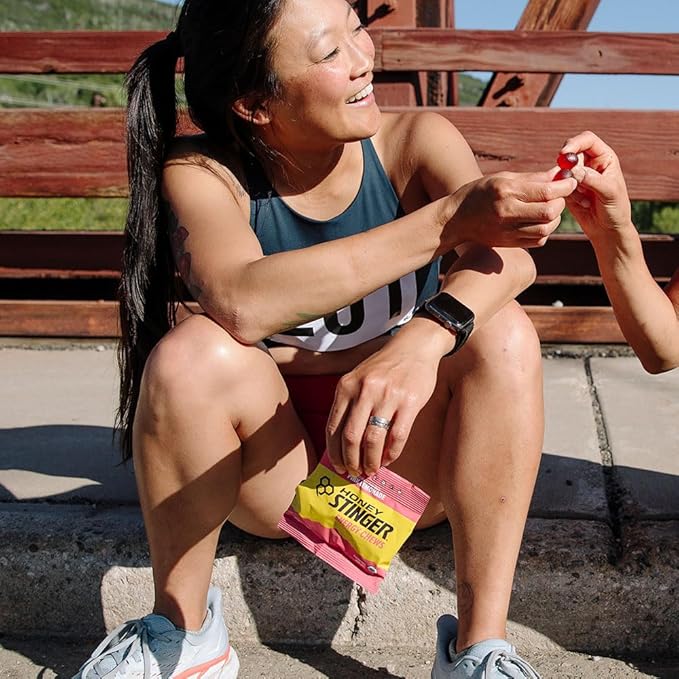 Honey Stinger Organic Pink Lemonade Energy Chew, Gluten Free & Caffeine Free, for Exercise, Running and Performance, Sports Nutrition for Home & Gym, Pre and Mid Workout, 12 Pack, 21.6 Ounce