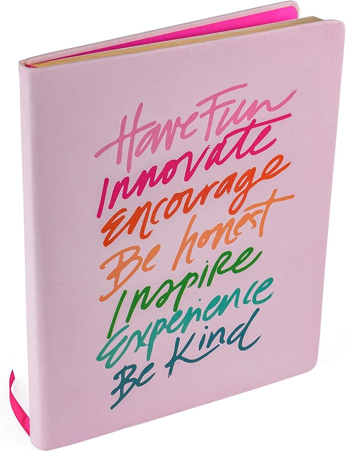 Eccolo Large Lined Journal Notebook, Hardbound Cover, Writing Journal, 256 Ruled White Pages, Gilded Edges, Ribbon Bookmark, Lay Flat, Desk Size for Work or School (Pink, 8x10 inches)