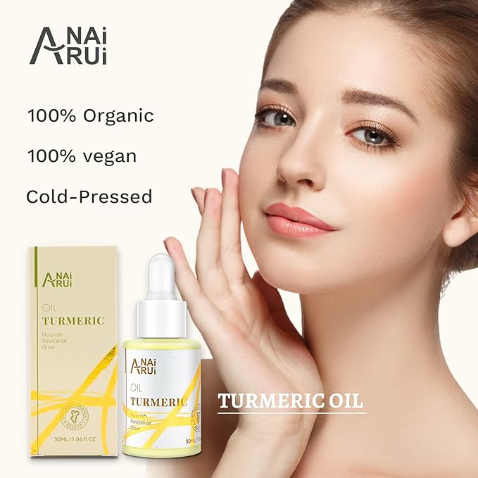 ANAI RUI Turmeric Face Oil, Facial Oils & Serum with Turmeric, Turmeric Skincare Oil for Dry Skin, Wrinkles, Acne, Evens Tone, Moisturizing Face Oil 1.06OZ