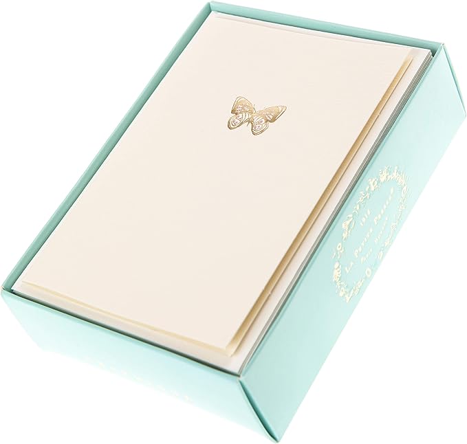 Graphique Box of Cards, Butterfly - Includes 10 Cards with Matching Envelopes and Storage Box, Cute Stationery Made of Durable Heavy Cardstock, Cards Measure 3.25" x 4.75"