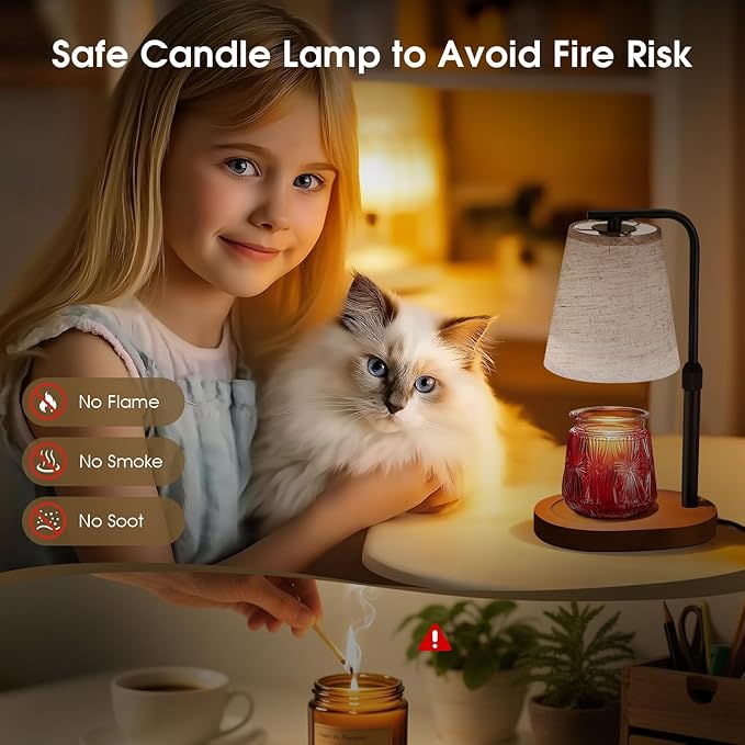 Candle Warmer Lamp with Timer Dimmable, Adjustable Height Candle Warmer Light for Jar Candles with 2 Bulbs, Christmas Birthday Gifts for Women Mom, House Warming Gifts New Home, Room Office Home Decor