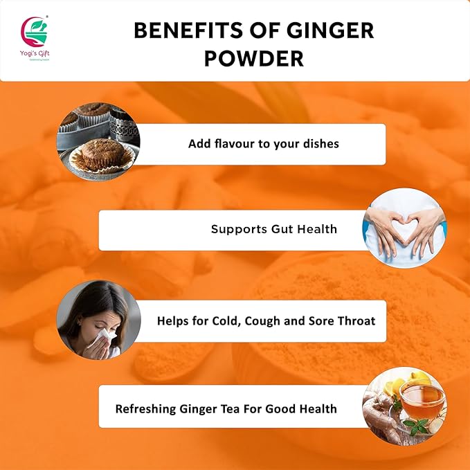 Ginger Powder 8oz | As Spicy as Fresh Ginger | Flavourful Powder | 100% Pure and Natural | Great for Baking and Tea | By Yogi’s Gift®