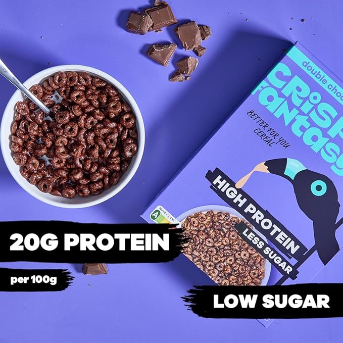 Crispy Fantasy High Protein Cereal, Variety Pack, Gluten Free, Vegan, Low Sugar, Protein Snacks, High Fibre, Plant Based, Just Add Milk, Healthy Breakfast for Kids & Adults, (4 Boxes x 9 Oz)