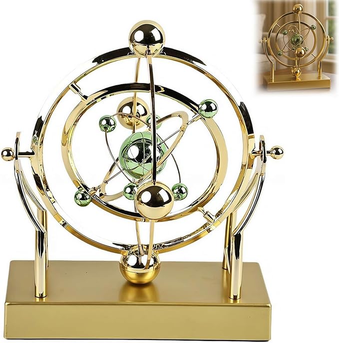 Celestial Orbit Perpetual Motion Pendulum, Kinetic Art Desk Decor, Battery Powered Perpetual Motion Machine, Magnetic Balance Model for Home or Office