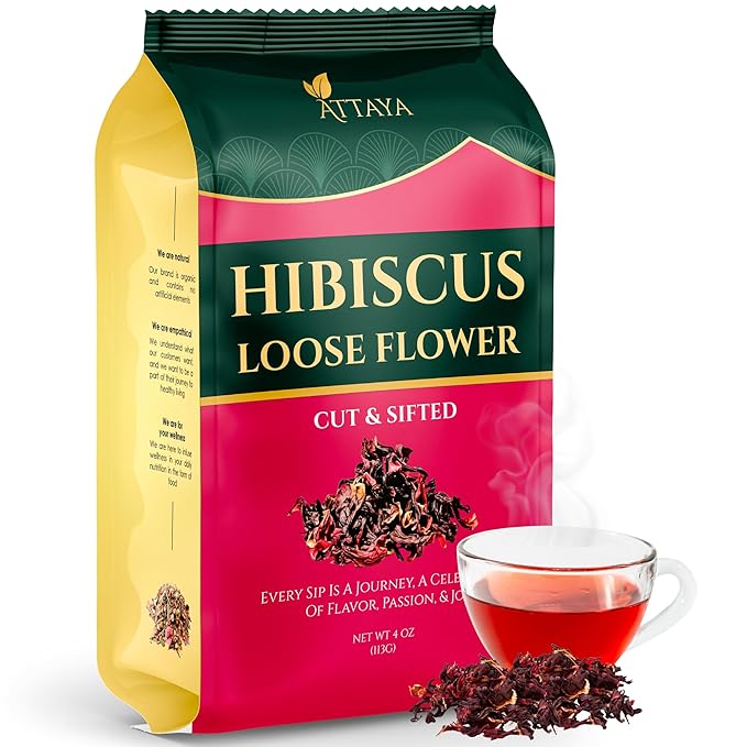 Attaya Natural Loose Hibiscus Flowers, Cut & Sifted 16oz | 100% Pure, Dried, Caffeine-Free | Antioxidant-Rich for Wellness & Relaxation.