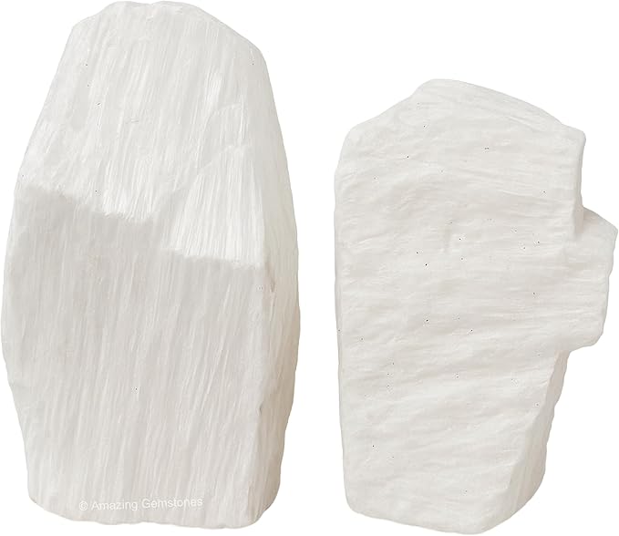 Amazing Gemstone 2 Pieces Scolecite Raw Crystals and Healing Stones, Natural Rocks for Tumbling and DIY Raw Stones and Crystals