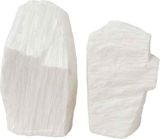 Amazing Gemstone 2 Pieces Scolecite Raw Crystals and Healing Stones, Natural Rocks for Tumbling and DIY Raw Stones and Crystals