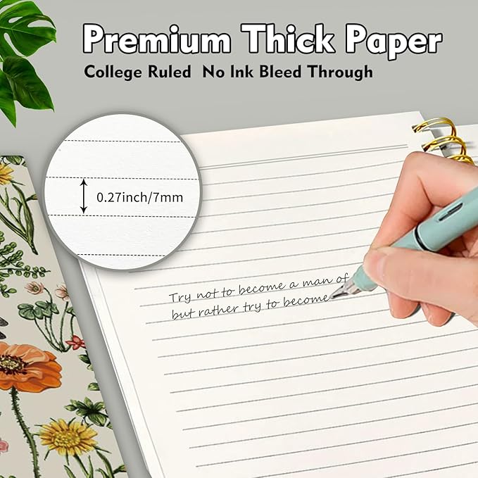 Cute Spiral Notebook, Journal for Women, Hardcover Spiral Journal, 5.5 x 8.3 Inches, 120 Pages,100gsm Paper, for Gifts Nurse Teacher Women Office Supplies(Cute dragonfly Flower)