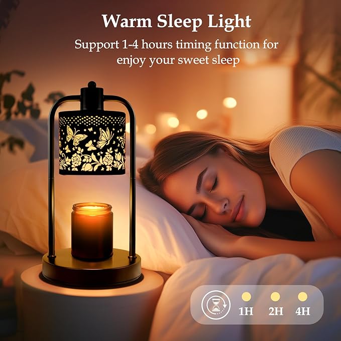 Candle Warmer Lamp Electric with Timer: Wax Melts Warmer - Dimmable Candle Warmer with Replacement Bulbs, Bedroom Home Decor Compatible with Various Candles