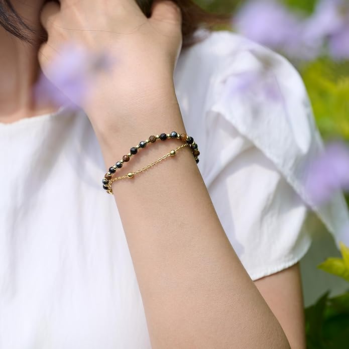 Farfume Crystal Bracelet Beaded Bracelets for Women 4mm Natural Stone Beads Gemstone Handmade Anxiety Jewelry Gifts