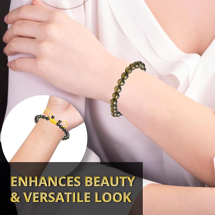 Energy Protection Crystal Handmade Adjustable Bead Bracelet Perfect for Men, Women’s Gift - Gemstone Healing Stretch Bracelet Pulsera Para Hombre Mujer Stocking Stuffer