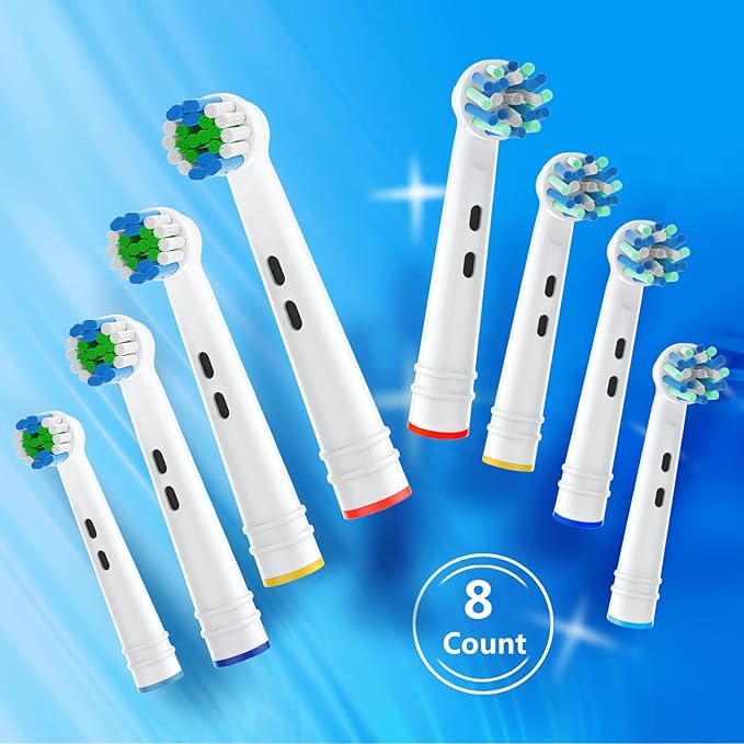 Toothbrush Replacement Heads Fit for Oral B Braun Electric Toothbrushes, 8pcs, 4 Heads for Cross Action, 4 Heads for Daily Clean, Repuesto for Type 3756 3757 3765 4729 4731
