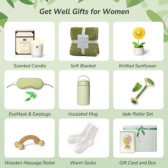 9PCS Self Care Gifts for Women, Get Well Gifts, Birthday Gift for Women, Sympathy Gift Baskets, Gift Baskets for Mom Wife Friends Sister Her
