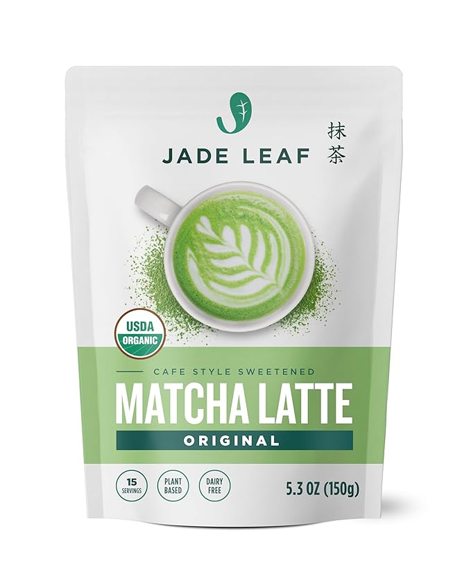 Jade Leaf Matcha Organic Café Style Sweetened Matcha Latte Premium Barista Crafted Mix - Original - Authentically Japanese (5.3 Ounce Pouch)