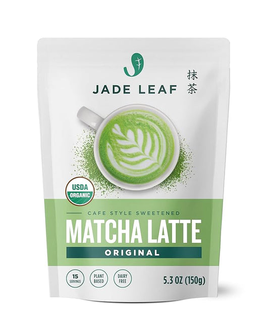 Jade Leaf Matcha Organic Café Style Sweetened Matcha Latte Premium Barista Crafted Mix - Original - Authentically Japanese (5.3 Ounce Pouch)