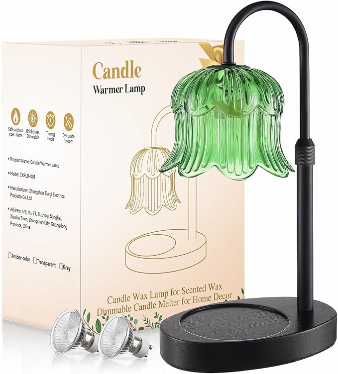 Candle Warmer Lamp Adjustable Timer Electric－Green Flower-Shaped Wax lamp