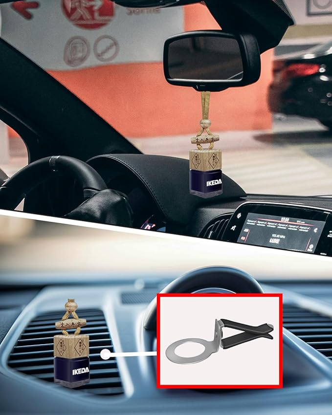 Car Air Freshener Hanging, Square 10ml Car Scent Vent Clip Bottle, 45-Days Long Lasting Fragrance, Essential Oil Diffuser Odor Eliminator for Women Men (Square-Dusk)