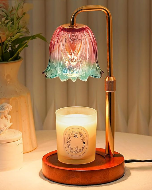Flower Candle Warmer Lamp with Timer Dimmable, Candles Warming Lamp Height Adjustable, Christmas Gifts for Women, Candle Warmer Light for Jar Candles, Housewarming Gift, House Warming Gifts New Home