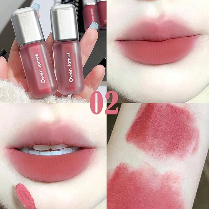 Dulele 4PCS Matte Velvet Lip Gloss Not Fade Liquid Lipstick Set, Waterproof Long-Lasting Non-Stick Cup Lip Glaze Lipgloss Cute Lip Makeup for Girls and Women