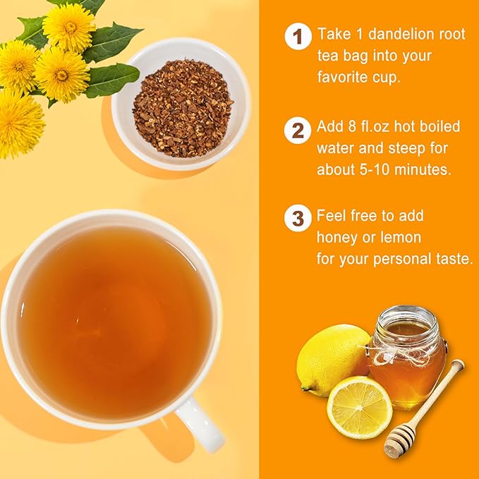 Jarteela - Roasted Dandelion Root Tea Bag, 2g x 50 Count - Dandelion Tea - Premium Herbal Dandelion Tea Bags - Non-GMO - Caffeine-free Tea
