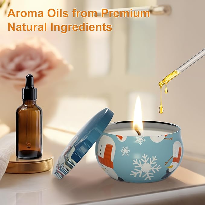 Christmas Candles Gifts Set for Women, Primevolve Scented Candles for 12 Bulk Home Aromatherapy, Strongly Fragrance Long Lasting Portable Travel Tin for Spa Bath Yoga