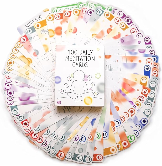BEST 100 Daily Meditation Cards | Anxiety Relief Item for Relaxation | Self Care Kit for Stress Relief | Perfect Mindfulness Gift For Teens & Adults | Advance Beyond Positive Affirmations