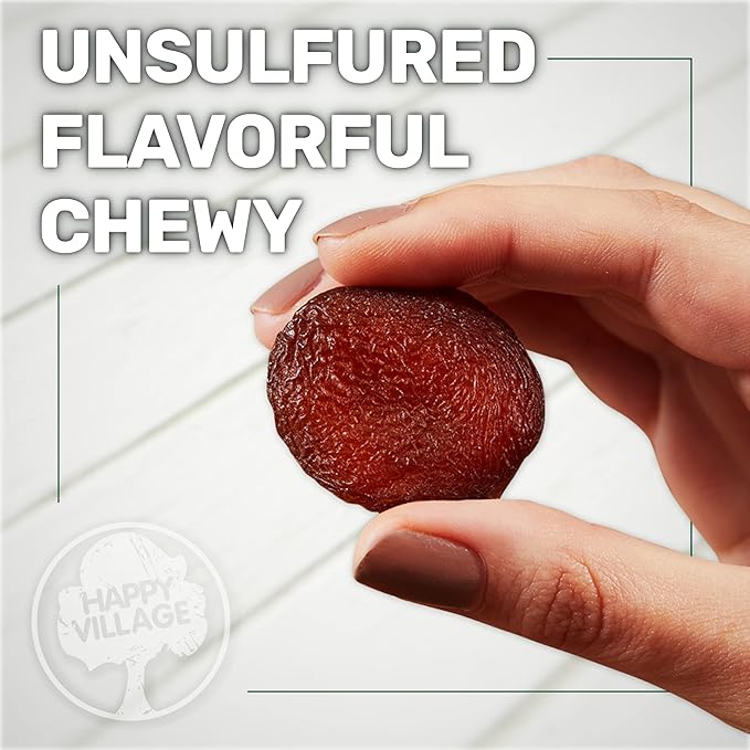 Happy Village Organic Turkish Sun-Dried Apricots, 20 OZ Resealable Bag, No Added Sugar Dried Fruit, USDA Organic, Non-GMO, Kosher, Vegan, Unsulfured, High in Fiber