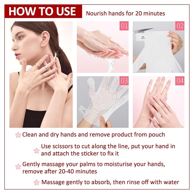 Hand Masks Moisturizing Gloves,6 Pairs Hydrating Hand Peel Masks Gift Set for Dry Cracked Hands Care,Long-lasting and Non-greasy Hand Moisturizer Gloves for Women G