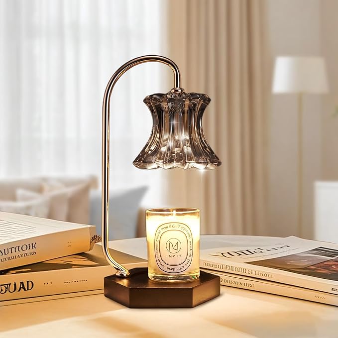 Black Candle Warmer Lamp with Timer - Adjustable Height Candle Warmer, Dimmer, Wax Melting Lamps for Home Decor, for Candles in Jars with 2 Bulbs