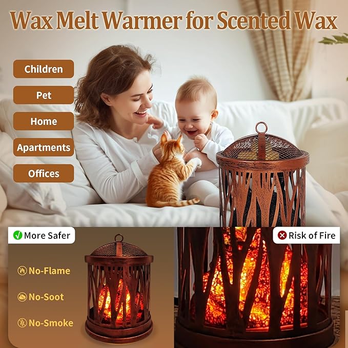 LIFFY Wax Melt Candle Warmer - Electric Melter with Lamp & Timer, Fragrance Warmer, Oil Burner, Aromatherapy Essential for Home & Office, Melt Warmer for Scented Wax Gift & Decor (Copper)