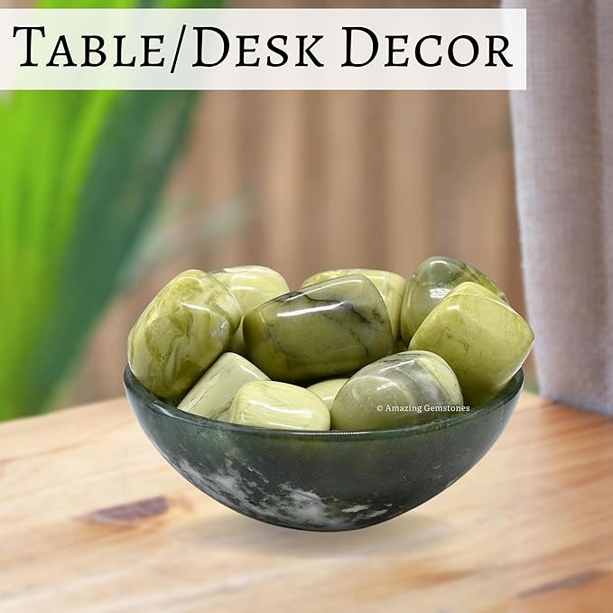 Amazing Gemstone Serpentine Crystals and Healing Stones Tumbled - 1oz Serpentine Stone Gem Stones,Natural Healing Stones for Energy Balance,Stress Relief - Premium Polished Gems Rocks for Meditation